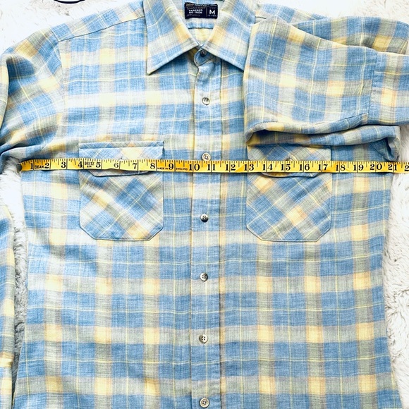 Towncraft VTG Men’s Plaid Blue and Yellow Shirt Size M JCpenney Stranger Things - Picture 5 of 6